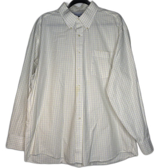 Tommy Hilfiger Shirt Size XXL 2XL Mens Blue Yellow Boxed Long Sleeve Button Up - Picture 2 of 12
